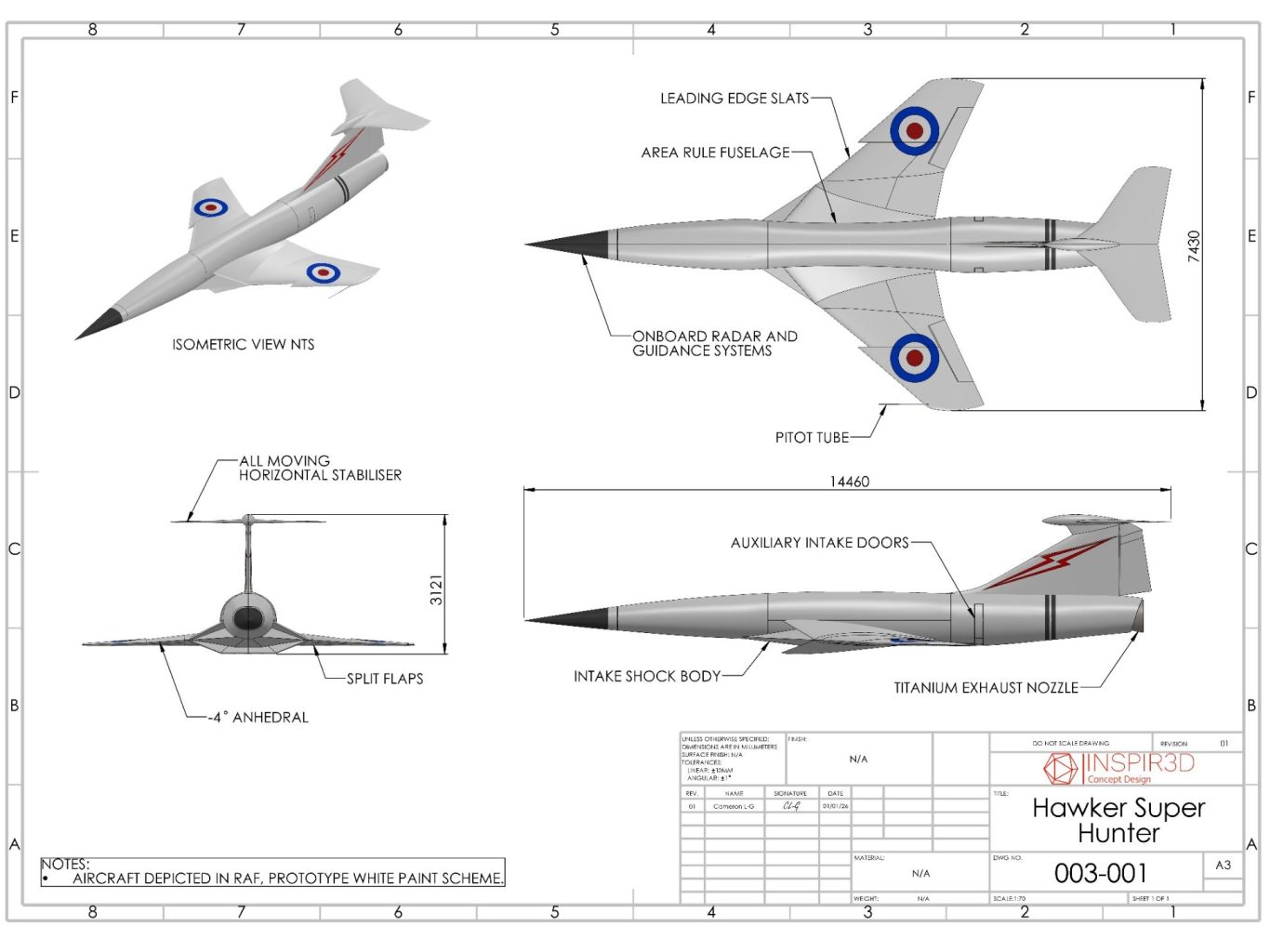 Super Hunter Engineering Drawing